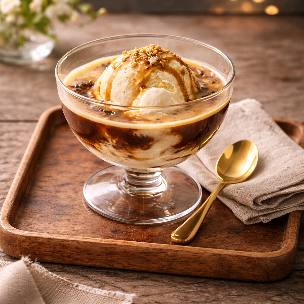 Affogato with vanilla ice cream and espresso