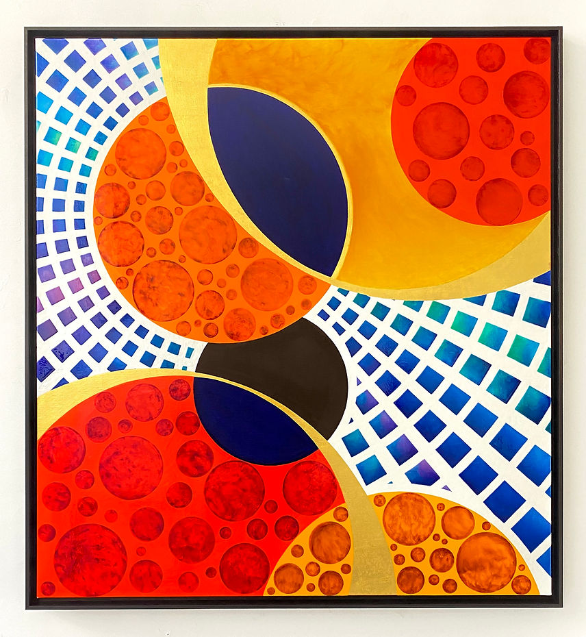Peinture céramique, porcelaine, résine et feuilles d'or "Coccinelles"