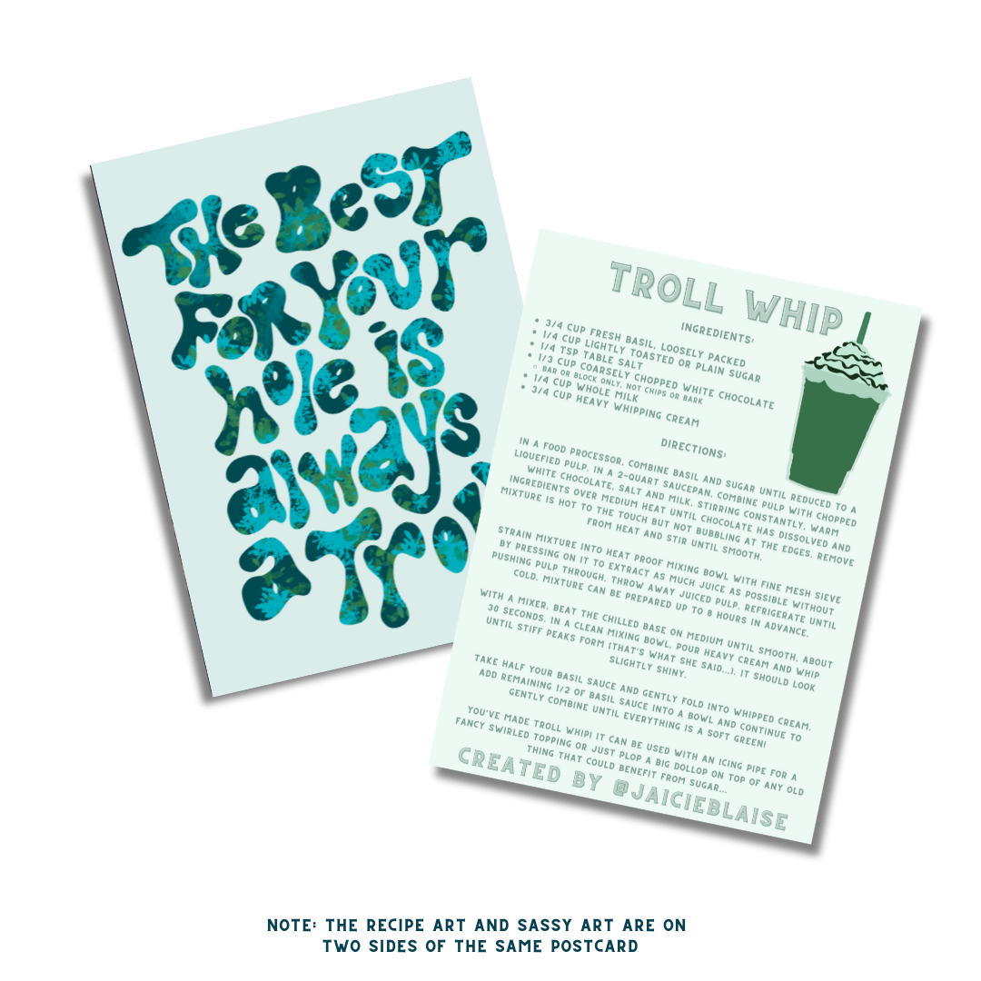 5x7 Double-Sided Postcard - Troll Whip & Quote