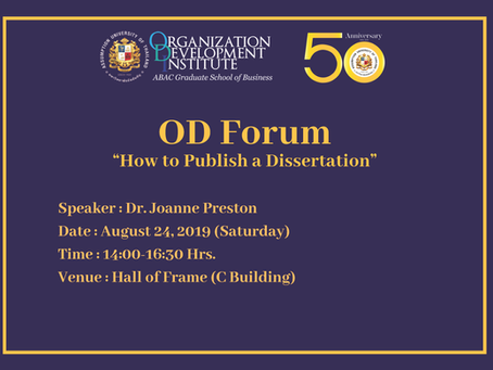 OD Forum “How to Publish a Dissertation"