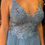 Miniature : Robe de soirée plissée bleu ardoise - dentelle et strass 