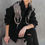 Miniature : Veste jeans broderie & strass - noir