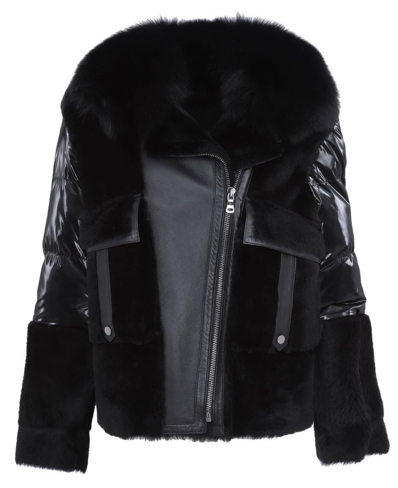 Blouson cuir et fourrure