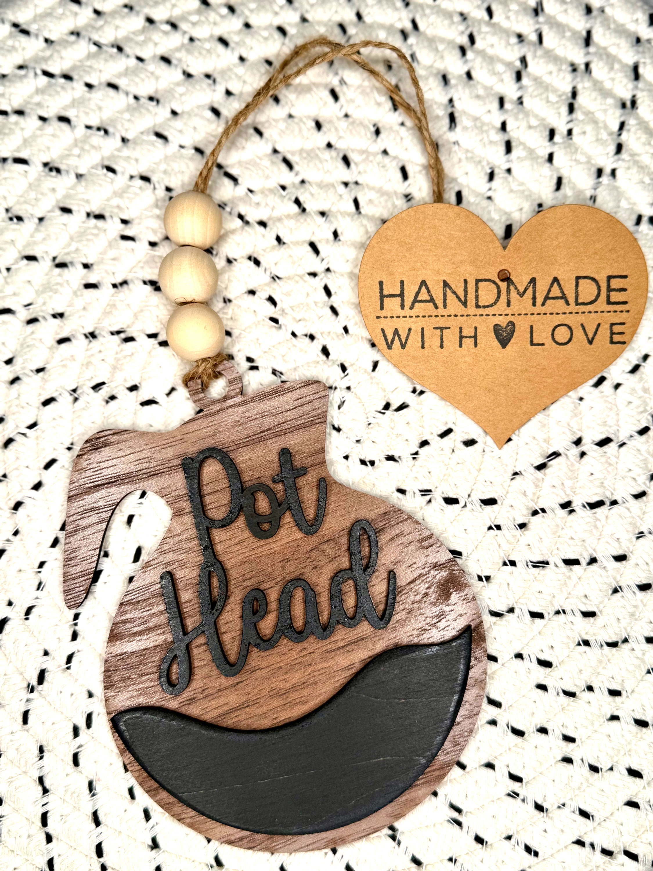 Wooden Coffee Pot Car Charm