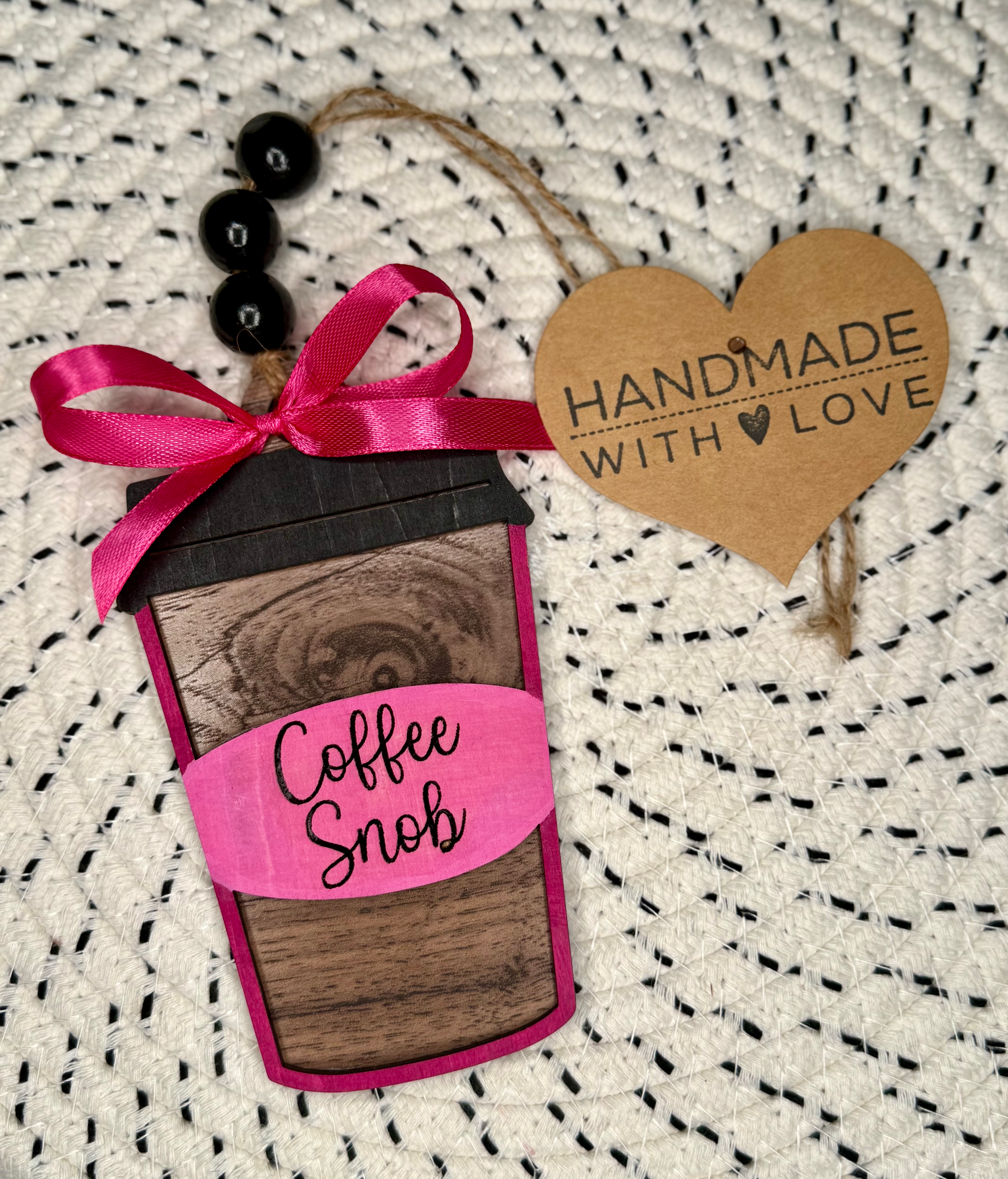 Wooden Latte Car Charm