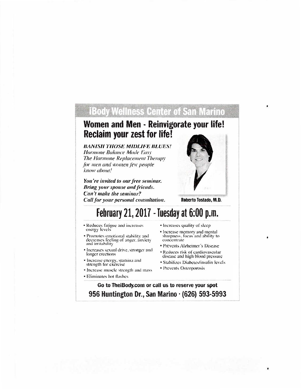 The iBody Newspaper Advertisement
