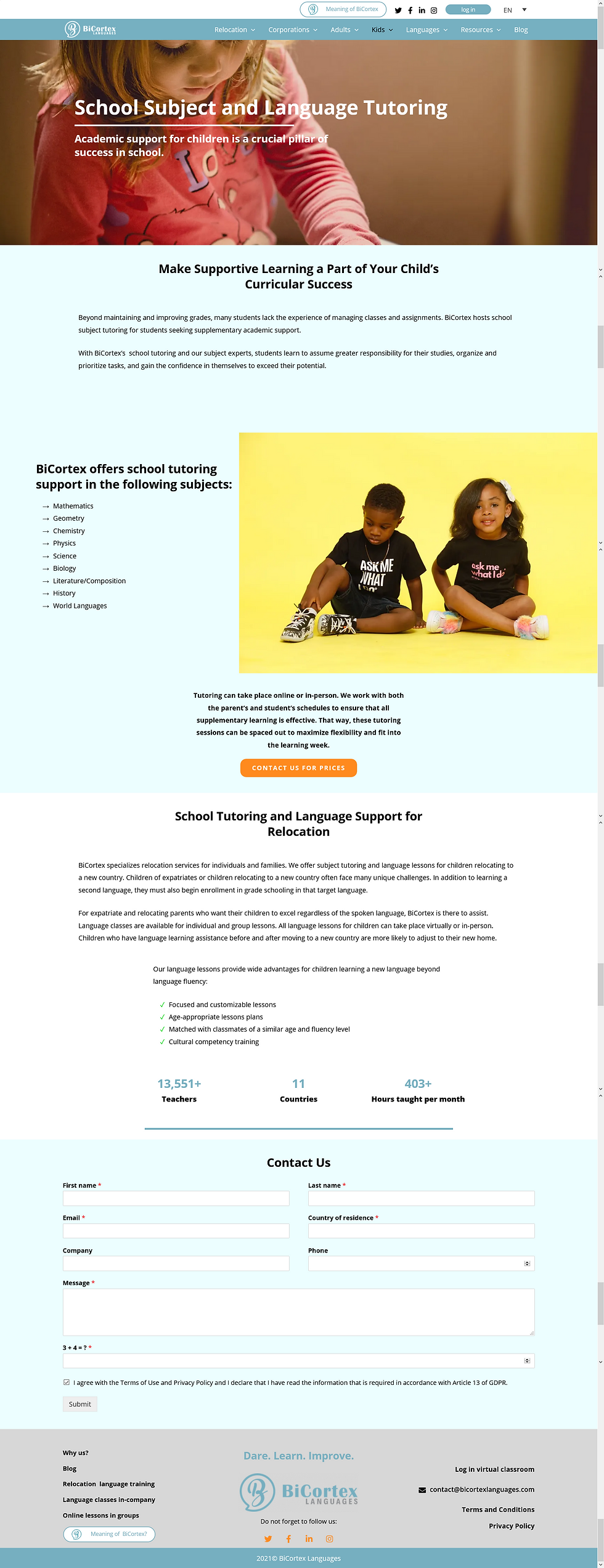 BiCortex After School Tutoring for Kids and Teens