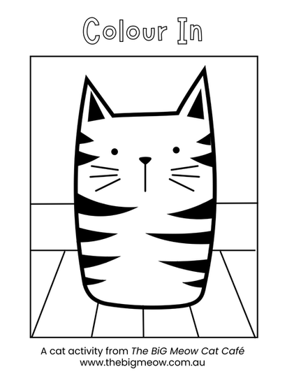 Cat colouring activity sheet from The BiG Meow Cat Café children’s book