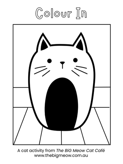 Cat colouring activity sheet from The BiG Meow Cat Café children’s book
