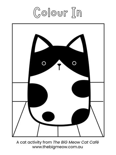 Cat colouring activity sheet from The BiG Meow Cat Café children’s book