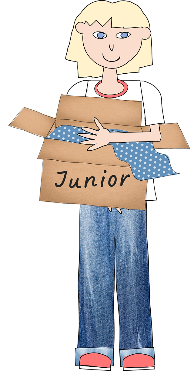 Cat lady with box