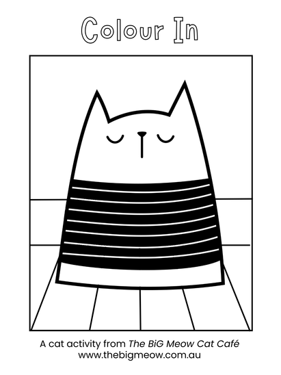 Cat colouring activity sheet from The BiG Meow Cat Café children’s book