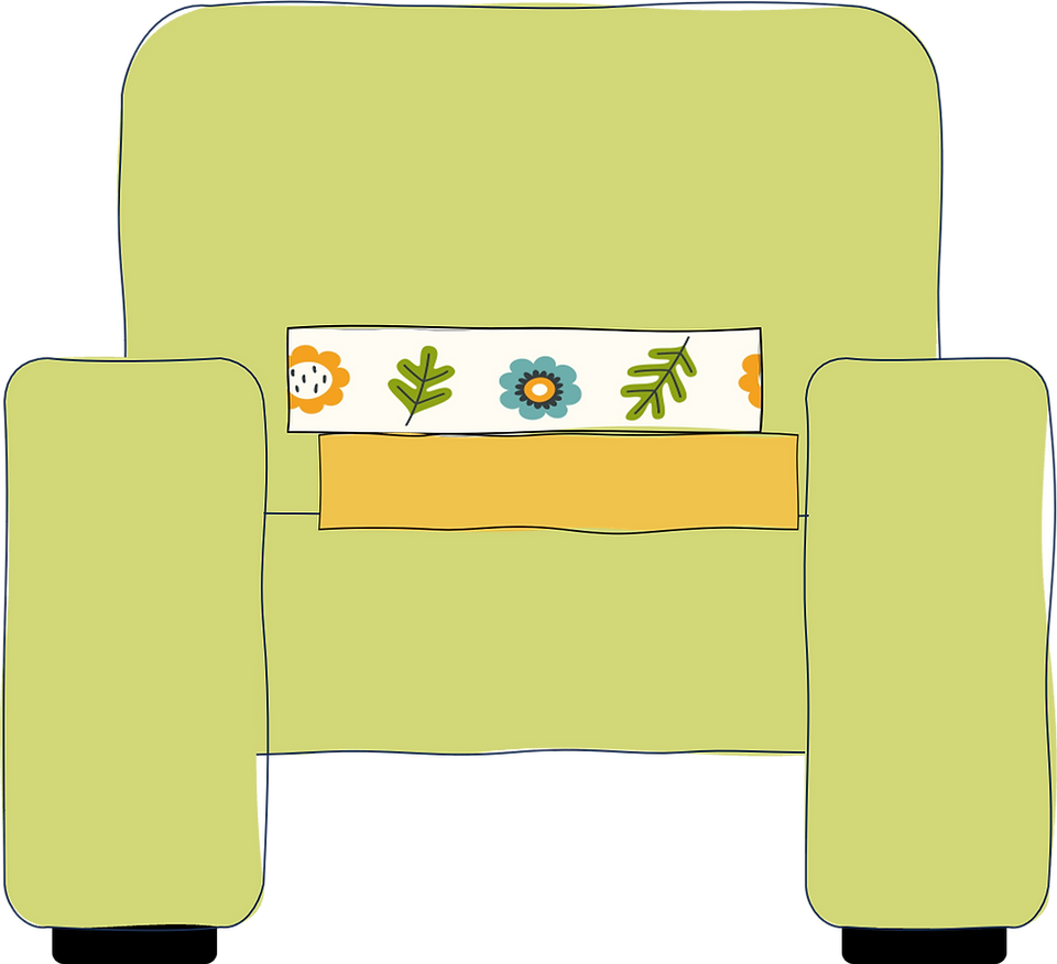 Green armchair with cushions