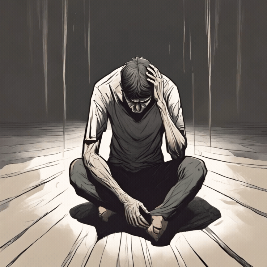 A man suffering alone
