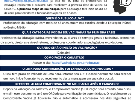 Perguntas e Respostas: Vacina para Profissionais da Educação