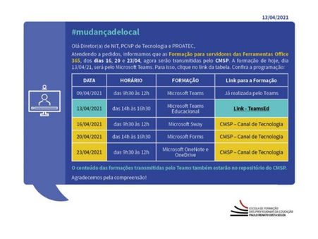 Mudança de local Formação Microsoft 365 - Proatecs
