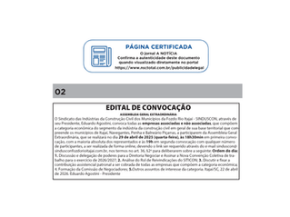 SINDUSCON CONVOCA ASSEMBLEIA GERAL EXTRAORDINÁRIA