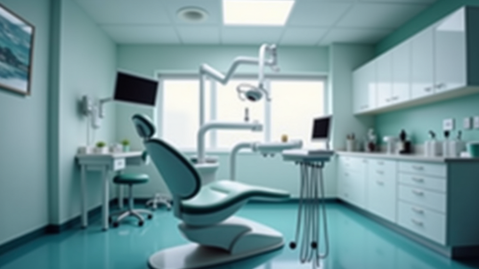 Eye-level view of dental clinic treatment room with modern equipment