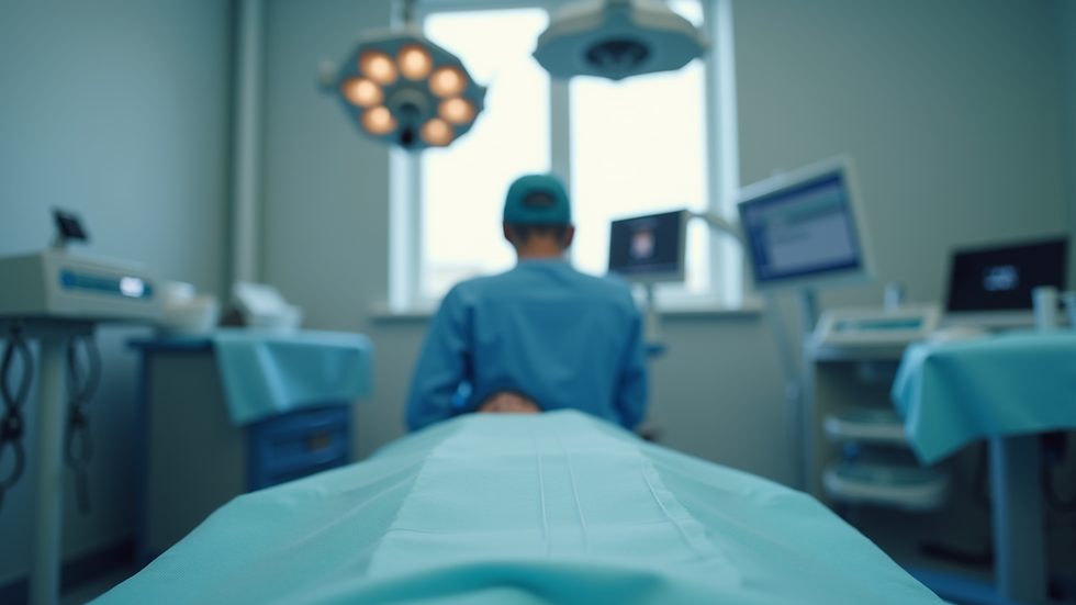 Eye-level view of dental surgery room with implant equipment