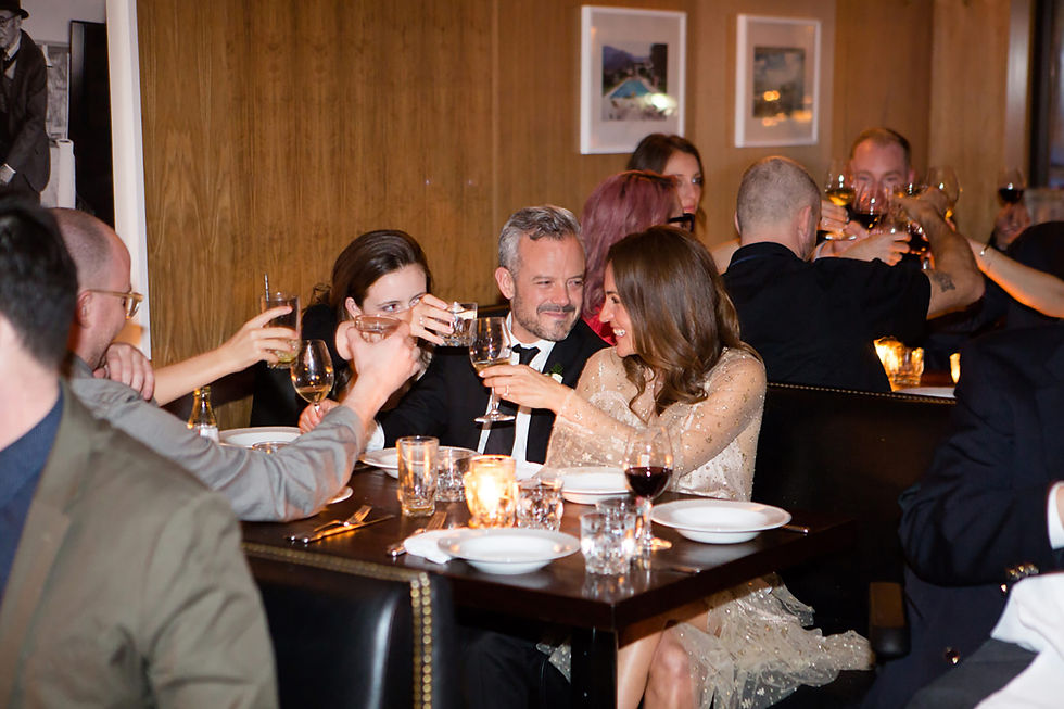 Bride and groom toast