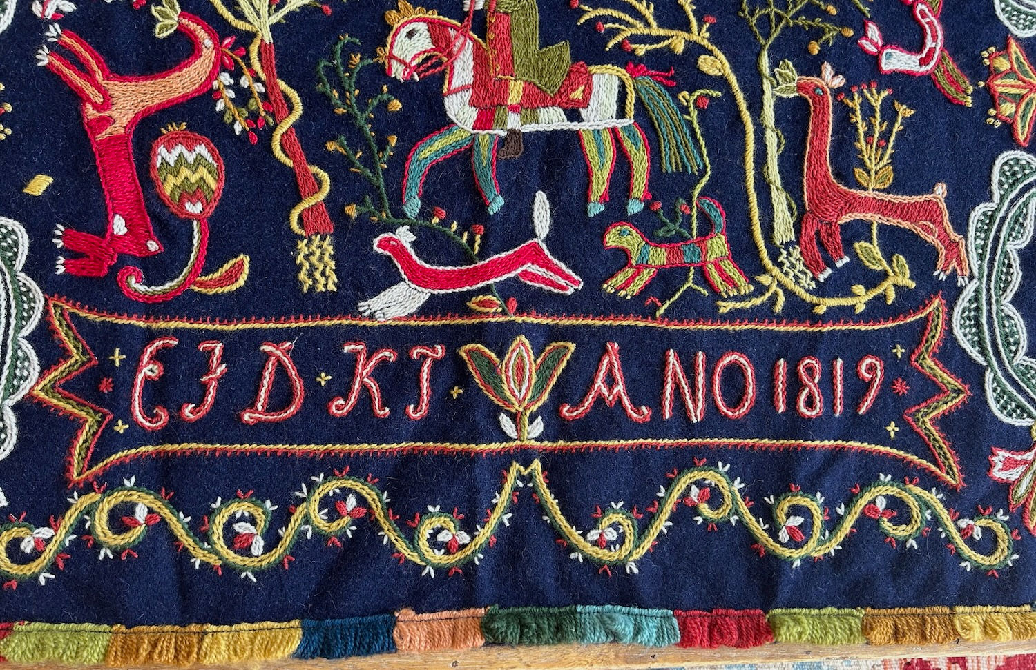 Swedish folk art wool embroidery