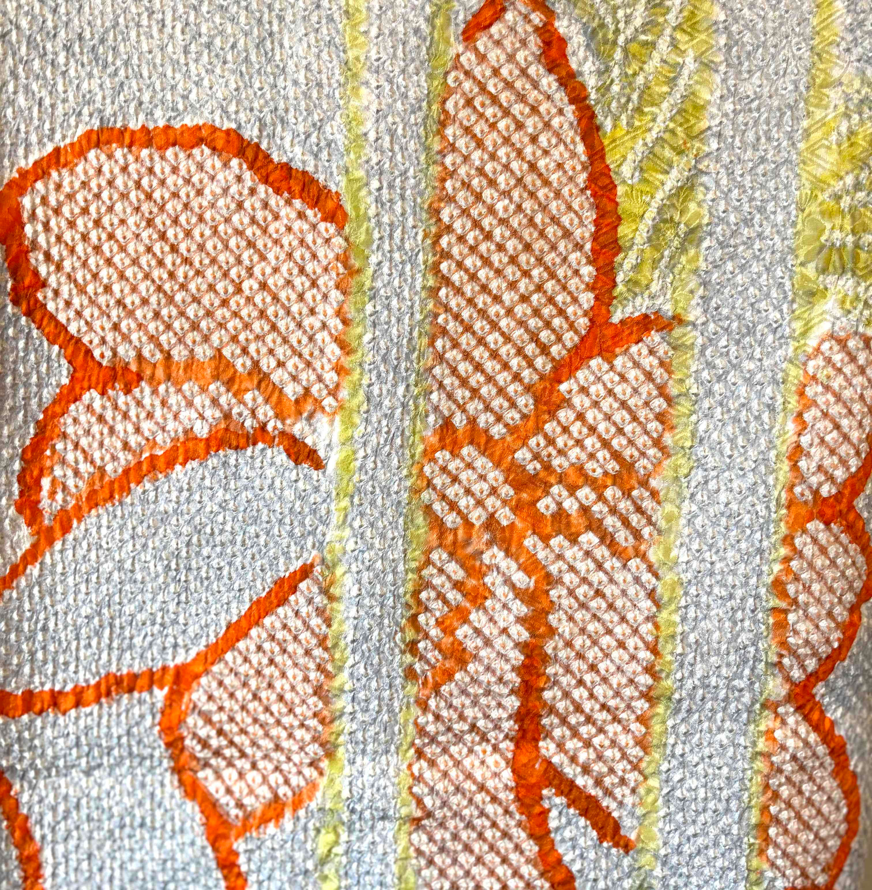 Rare Shibori Haori with Bamboo and Flowers