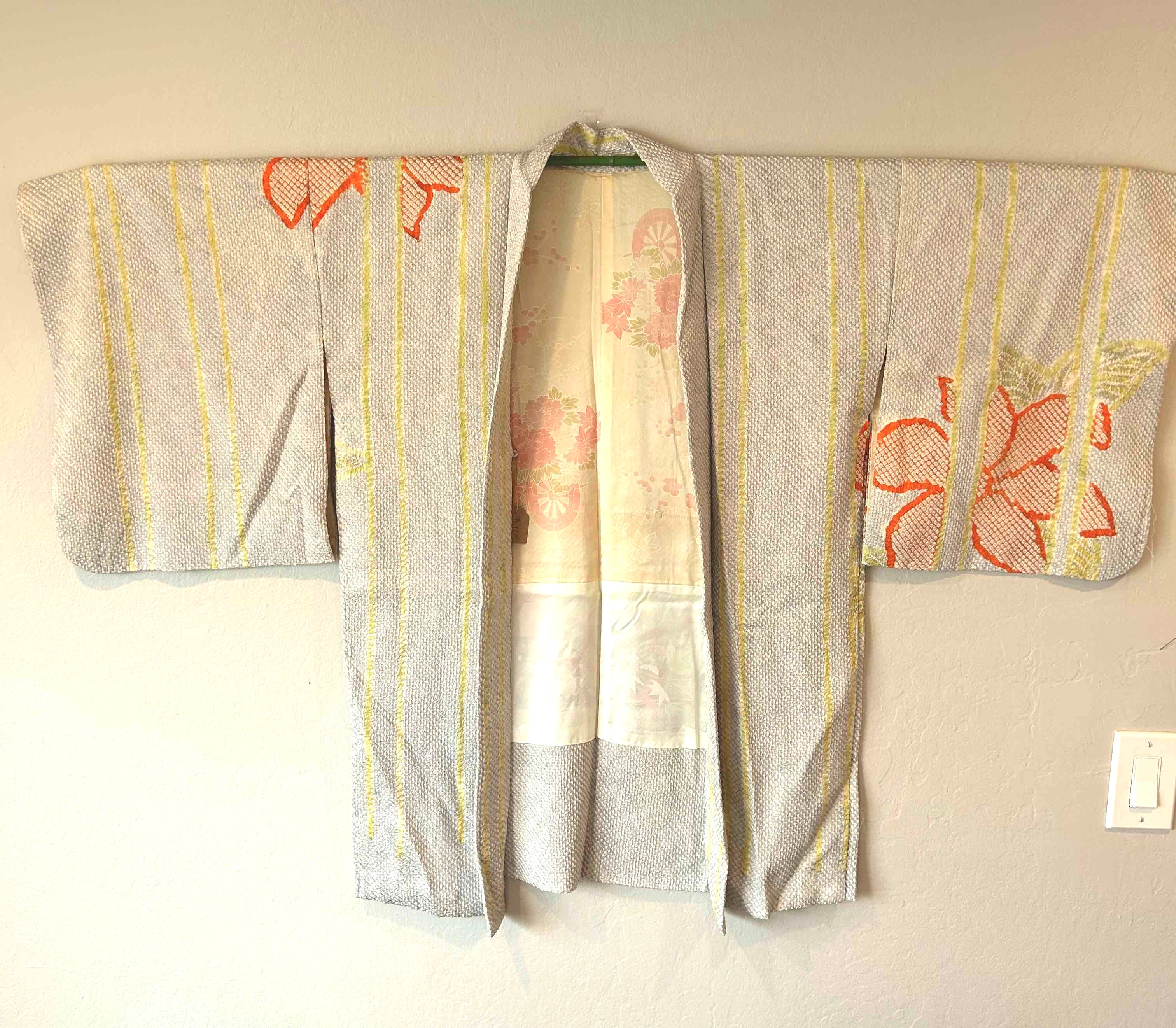 Rare Shibori Haori with Bamboo and Flowers