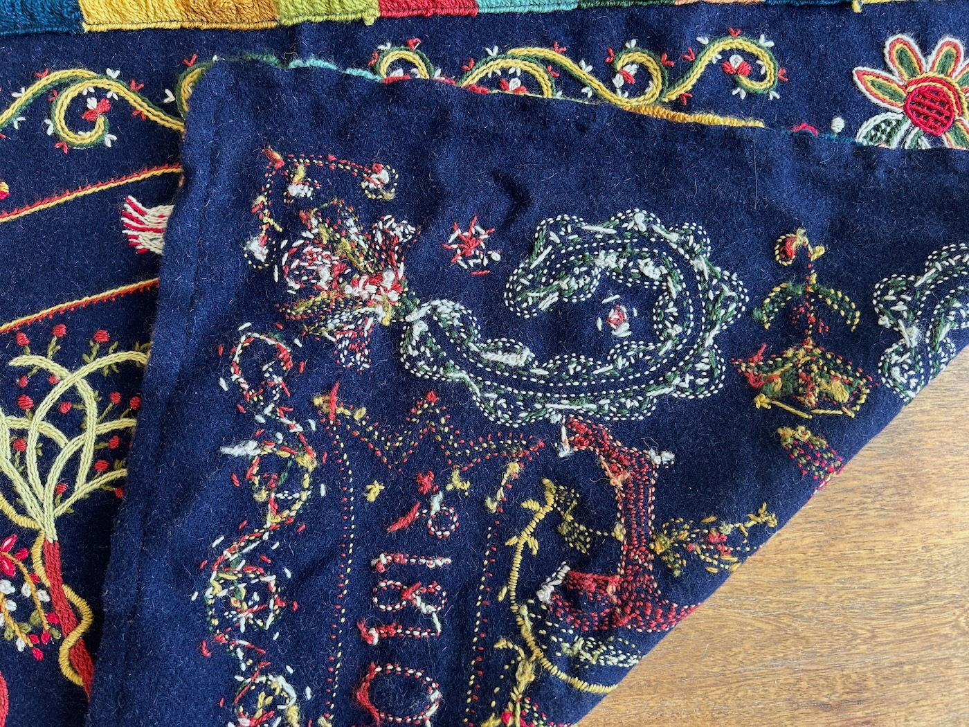 Swedish folk art wool embroidery
