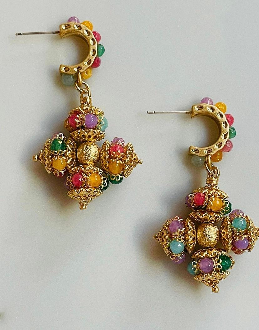 Thumbnail: Celeste Pearl / Coloured bead cross necklace 