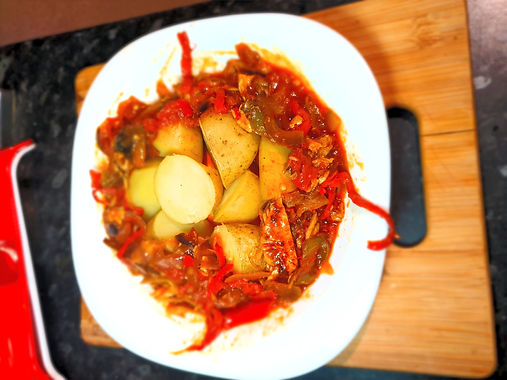 Quick Nigerian Fish Stir-fry with baby potatoes
