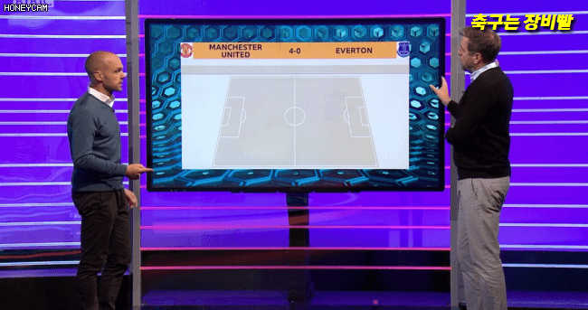 웨인 루니의 터치맵. 거의 경기장 대부분에서 터치했다.