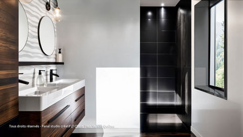 High-quality 3D rendering of a modern interior space.