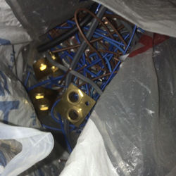 Tangled wires and metal parts