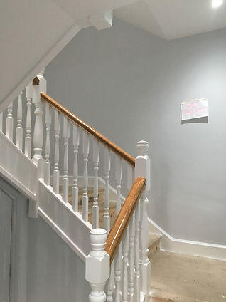 Staircase with wet paint sign