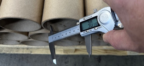 Close-up caliper measurement of inside diameter