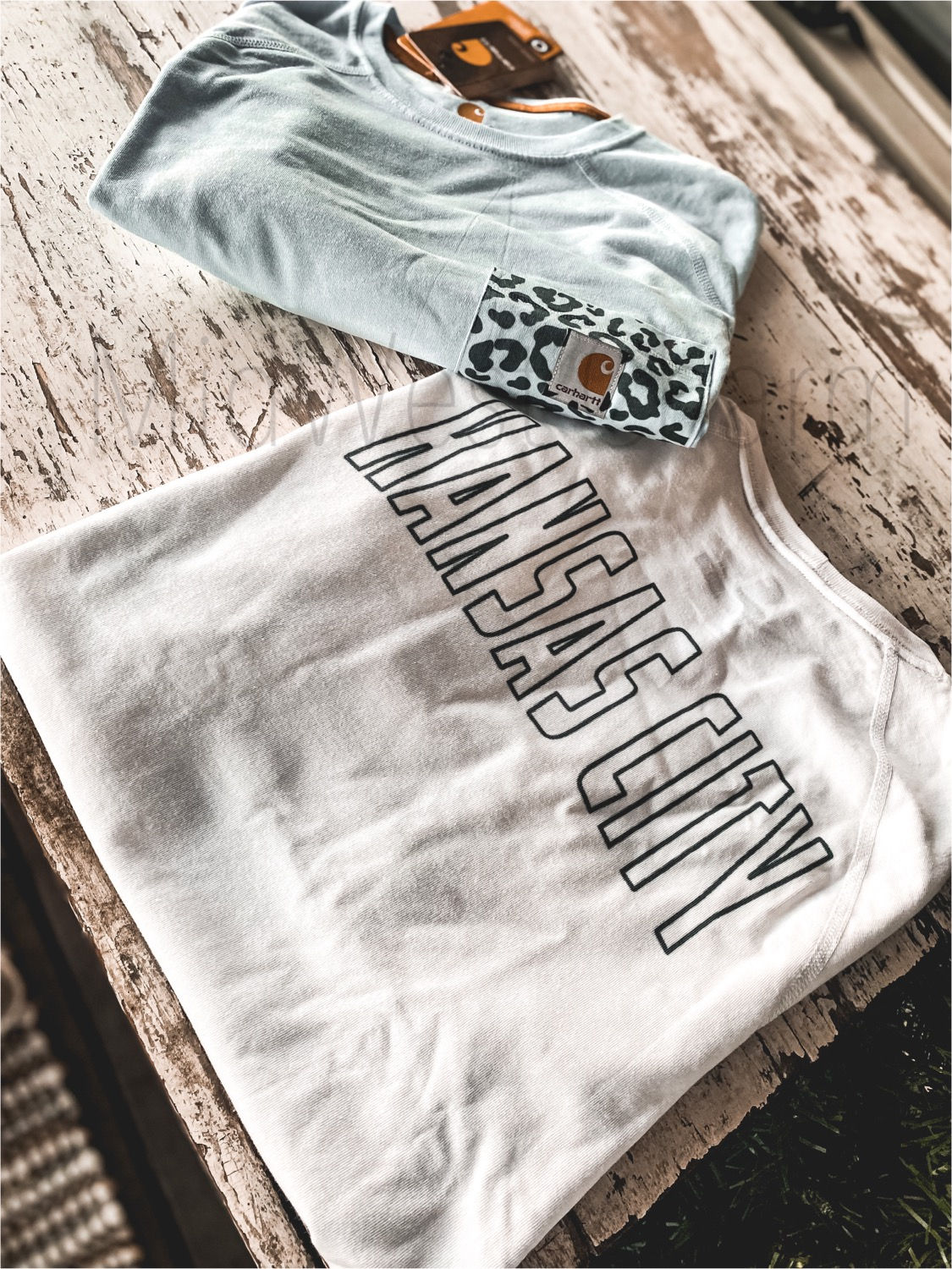 Block Letter KC Carhartt with cheetah pocket 