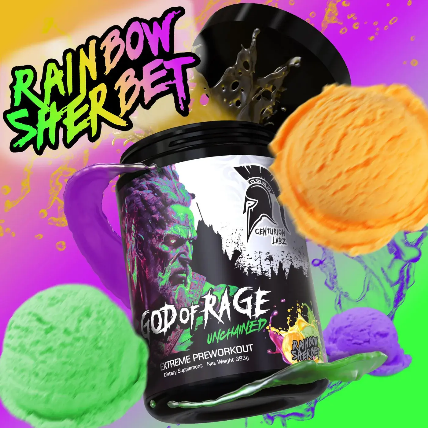 GOD OF RAGE® UNCHAINED! Extreme Preworkout* - Rainbow Sherbet