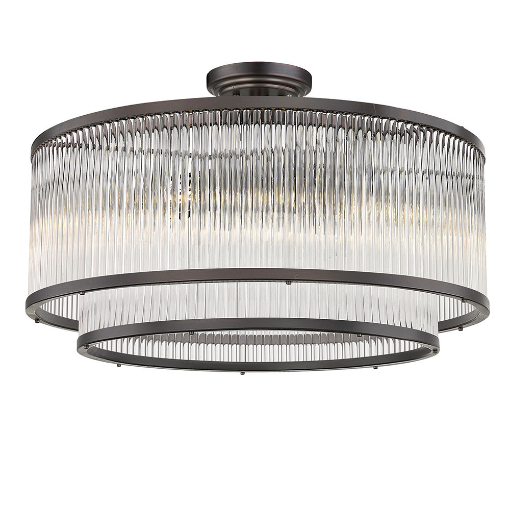 Pendant Lamp With Oil Rubbed Bronze/Clear Glass Shade (E14); (L21.5xW24xH46.5~15