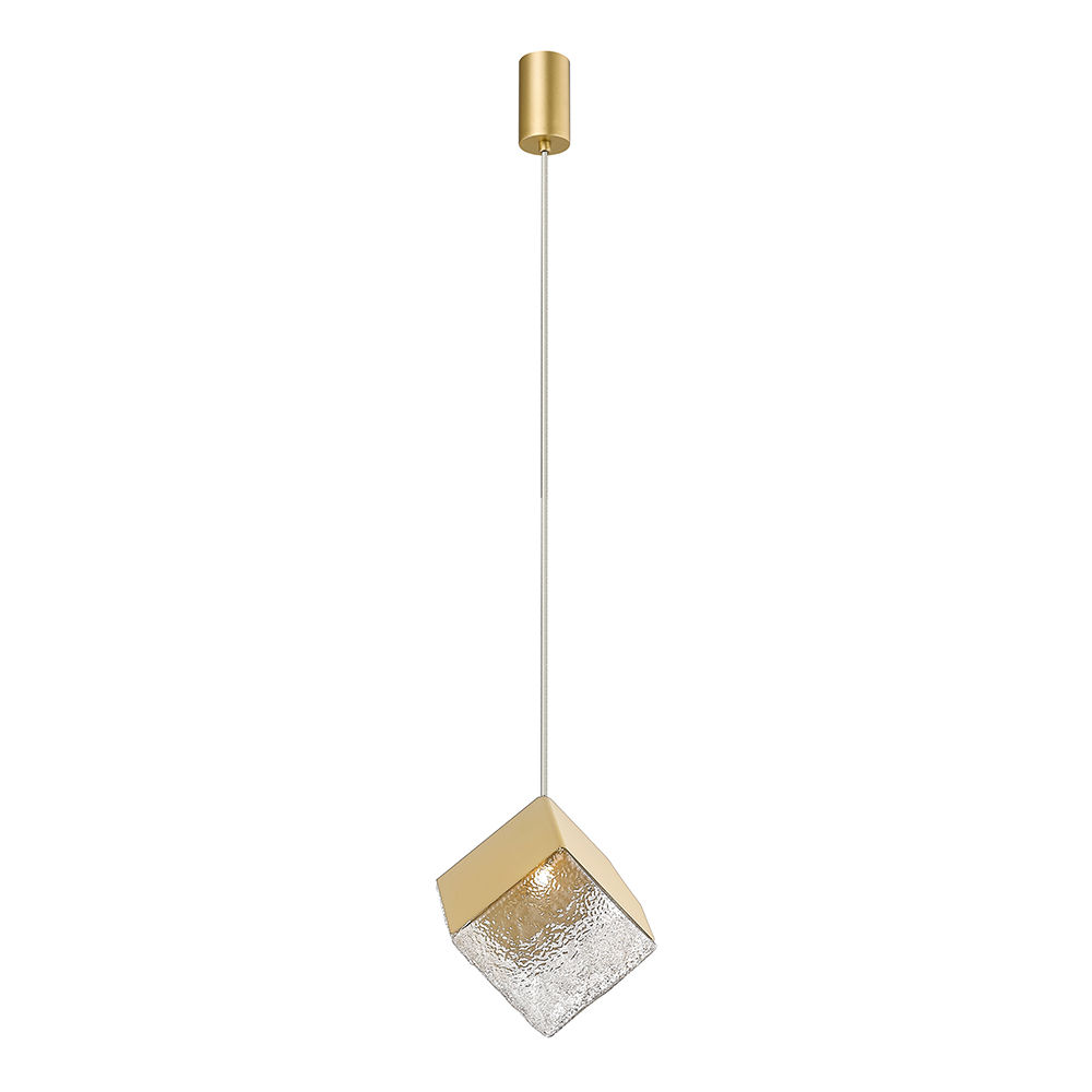 Ice Box Pendant Lamp With Gold/Clear Glass Shade (G9); (L21.5xW24xH46.5~156.5)cm