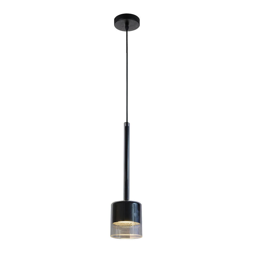 LED Pendant Lamp: Clear Glass/Black Wood Color, GU10 5W; (Ø95xH35)cm