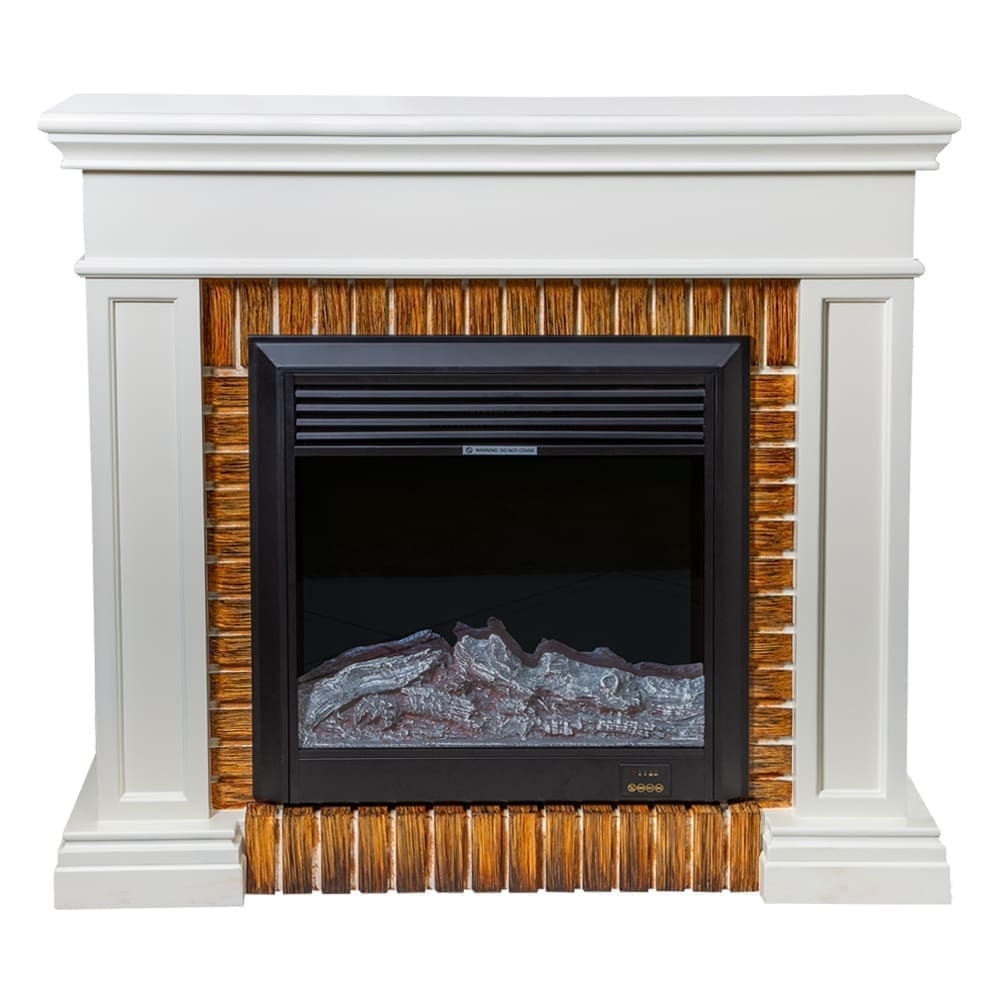 Decorative Fire Place + Heater; (120x32x110)cm, Ivory White