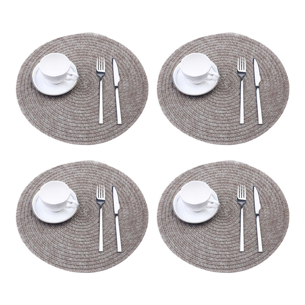 Round Table Mat Set: 4pc; 38cm, Brown