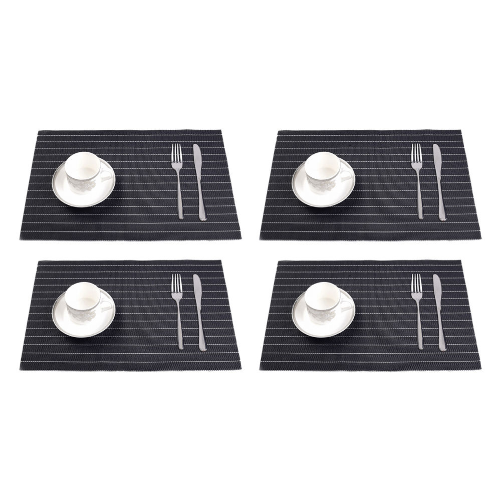 PVC Table Mat Set: 4Pcs; (45×30)cm, Black