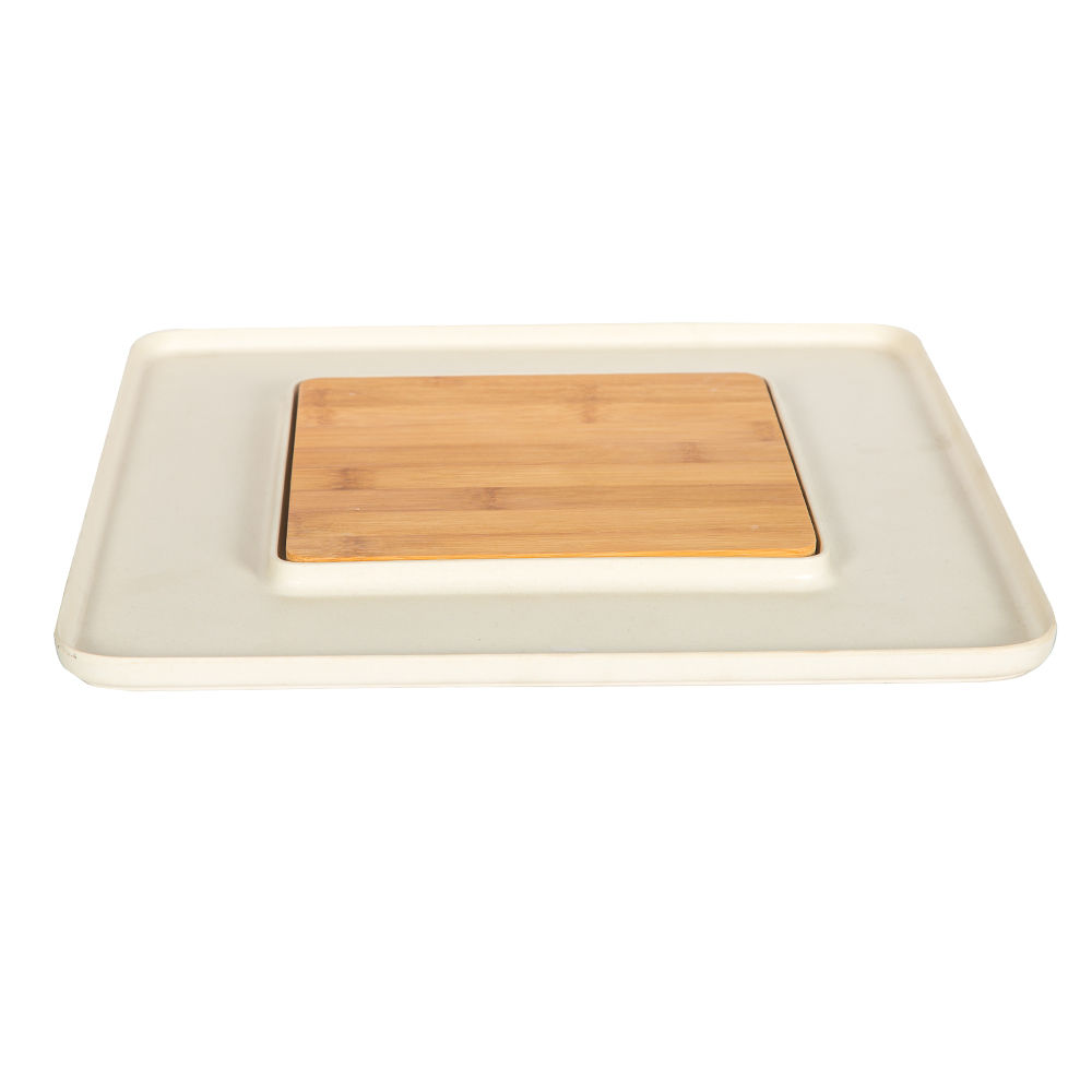 Bamboo Fibre Snack Plate, White