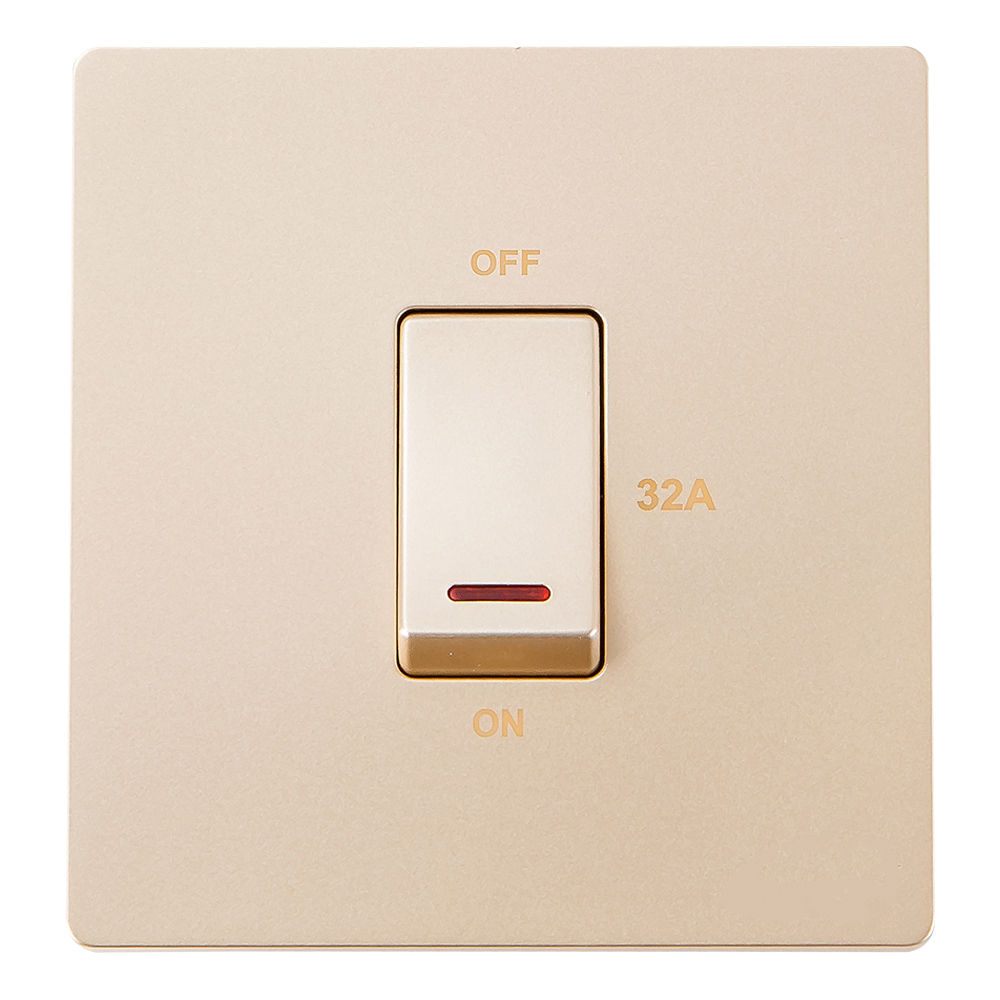 Domus: 1 Gang 32A DP Switch; 32A, 250V, Gold
