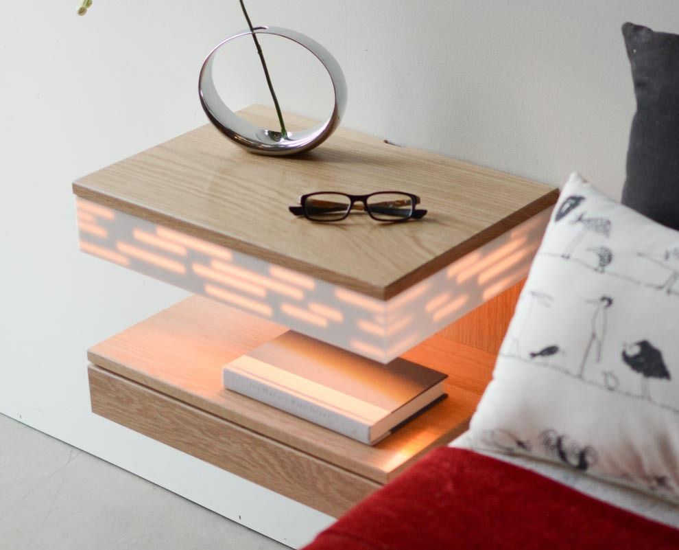 Glow Wood Top Floating Nightstand