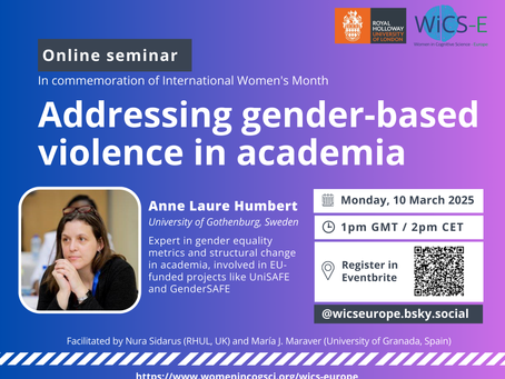 Poster for Addressing gender-based violence in academia Online Event