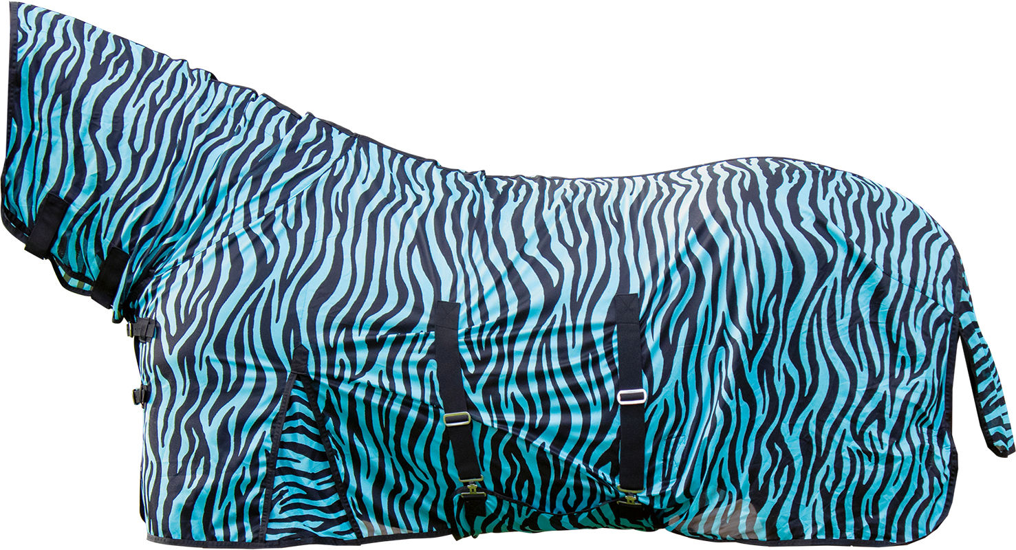 Fliegendecke mit Halsteil -Zebra Aqua
