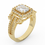 Thumbnail: 14K Gold Ring With Center Emerald Cut Diamond With Halo Diamonds WA16
