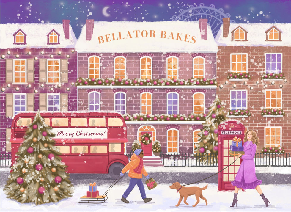 Festive Christmas packaging for London luxury bakery with artisanal cookies